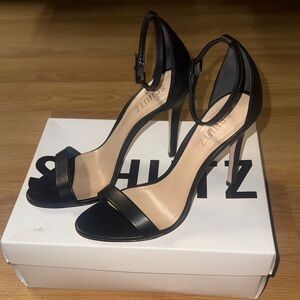 SCHUTZ size 8 8B Cadey-Lee Elegant Black Ankle Strap Heels